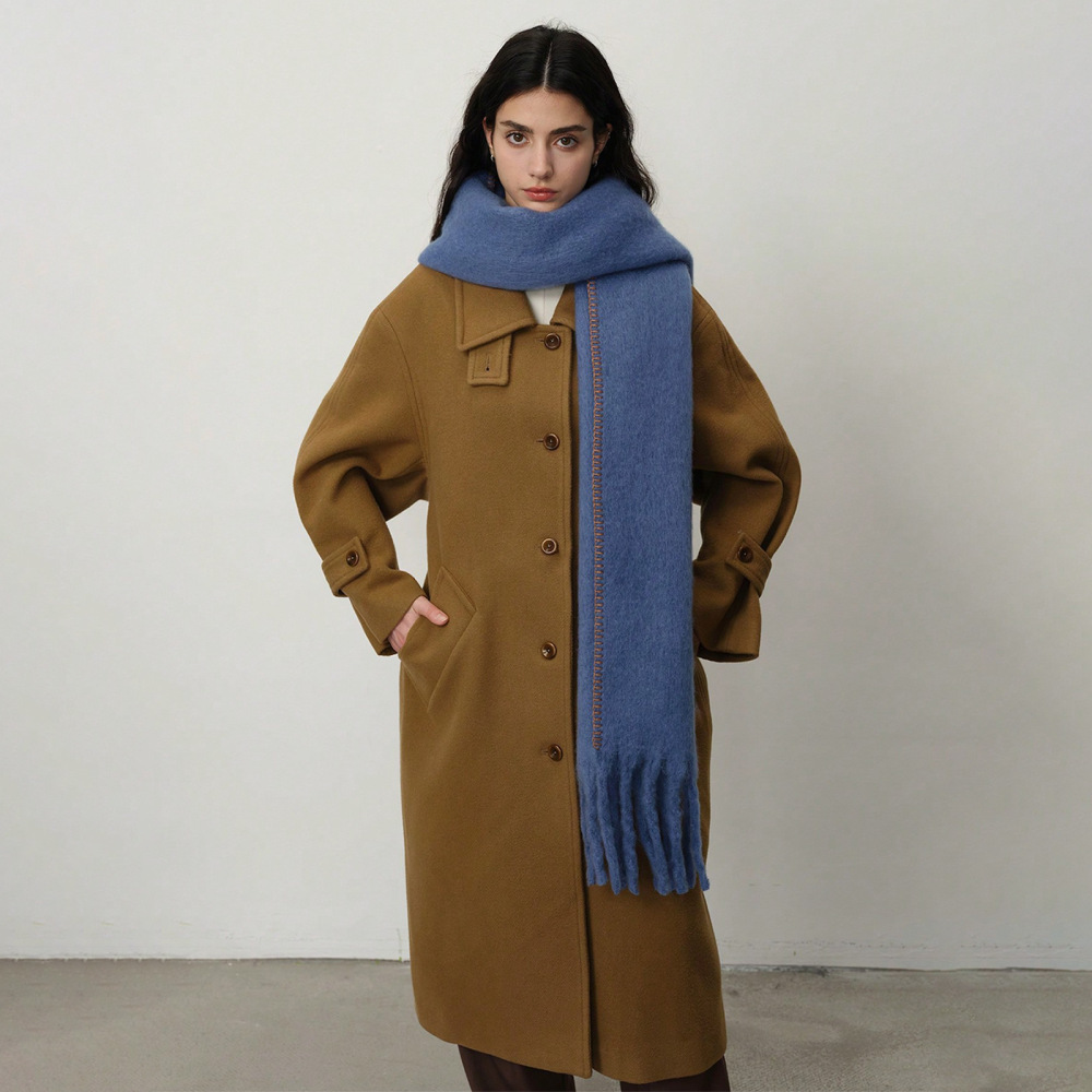 1 Écharpe D'Hiver Simple En Polyester De Couleur Unie Pour Femme h5Image2