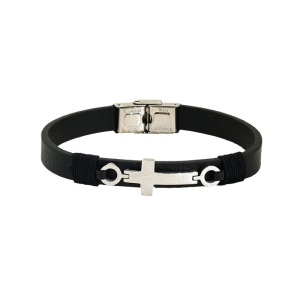 Bracelet Homme En Acier Inoxydable Avec Croix Rétro, Série Classique, 1 Pièce h5 Image5