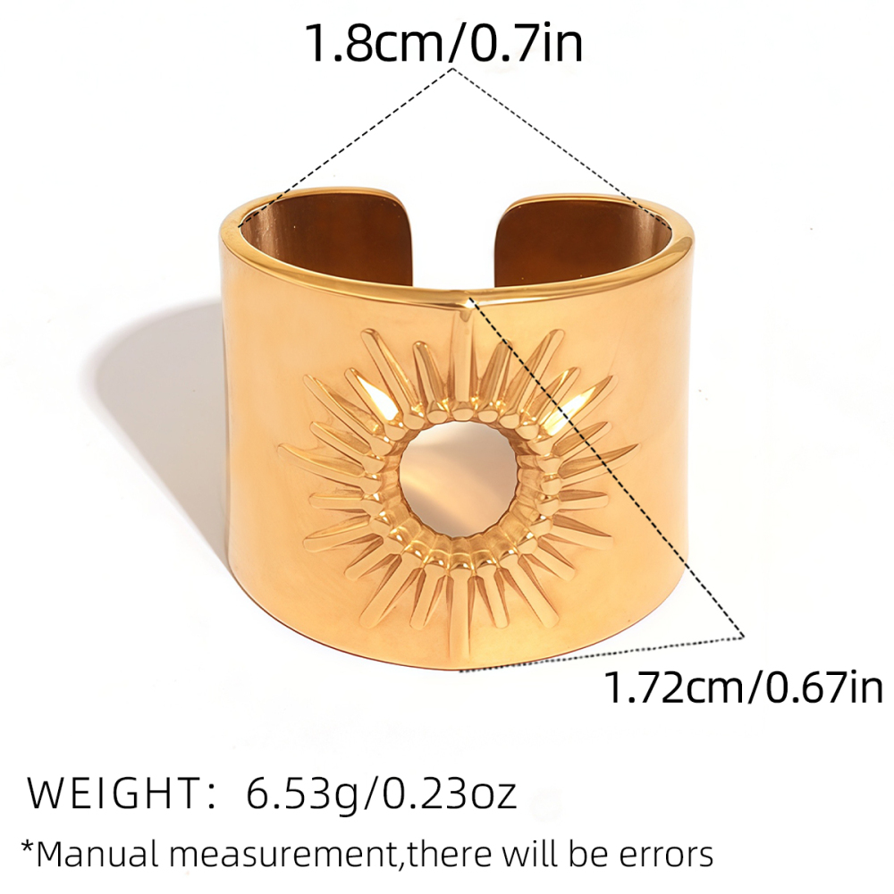 Bague Minimaliste Simple Sun En Acier Inoxydable Étanche Couleur Or (1 Pièce) Image2