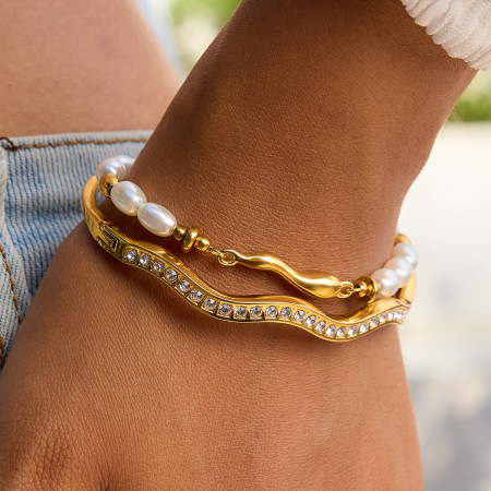 Bracelet jonc délicat en acier inoxydable doré, couleur cerise, pour femme (1 pièce) 2