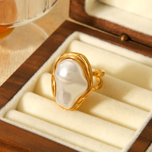Bague Simple Et Élégante Au Quotidien, En Acier Inoxydable, De Forme Irrégulière Et Imperméable (1 Pièce). h5 Image6
