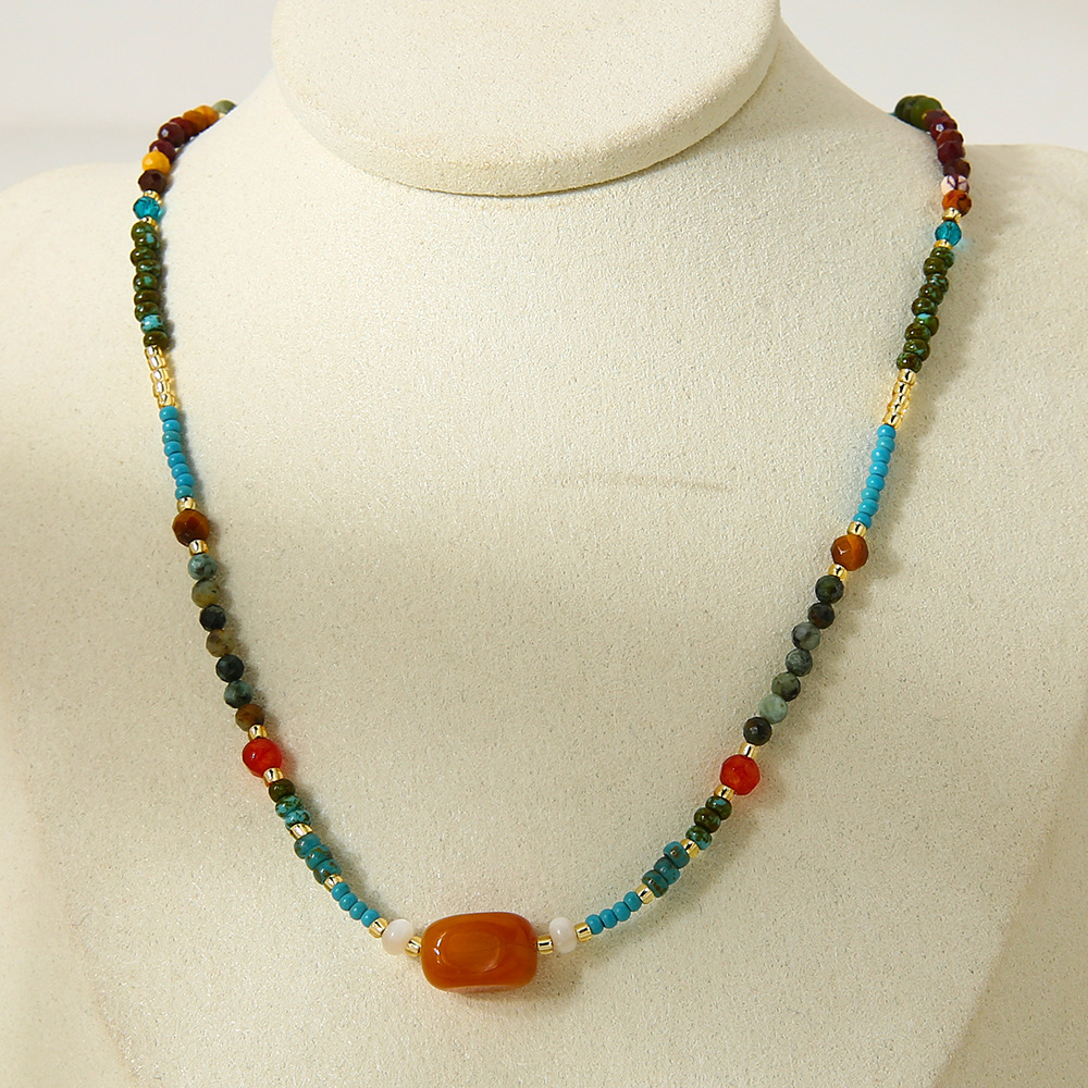 Collier De Perles Couleur Or En Pierres Naturelles, 1 Pièce Image4