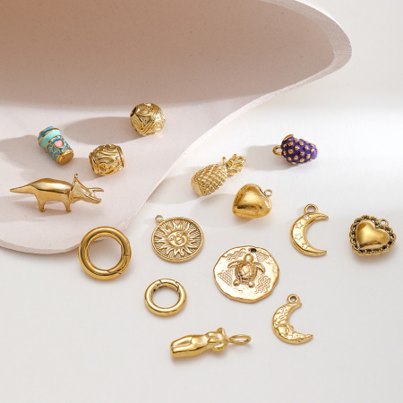 Pendentif en acier inoxydable étanche en forme de cœur, mignon et à monter soi-même (1 pièce), de la série Luxueuse
