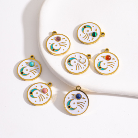 Pendentif Simple Et Classique Soleil/Lune En Acier Inoxydable Étanche À Monter Soi-Même