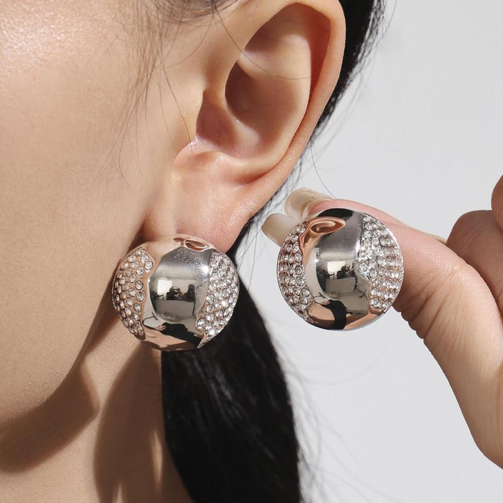 Ensemble De Bijoux Pour Femmes En Acier Inoxydable Doré, Orné D'Un Zircon Et D'Un Demi-Cercle (1 Pièce). Image6