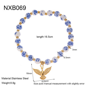 Bracelet De Perles Classique Et Élégant En Céramique Couleur Or Pour Femme, 1 Pièce h5 