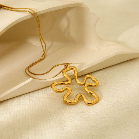 1 paire de colliers pendentifs pour femmes, collection Simple Series Daily Flower, en acier inoxydable étanche