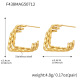F438-Boucles d'oreilles géométriques à trois couches en or 