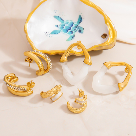 1 paire de boucles d'oreilles puces pour femme, style géométrique simple, en acier inoxydable étanche. 2