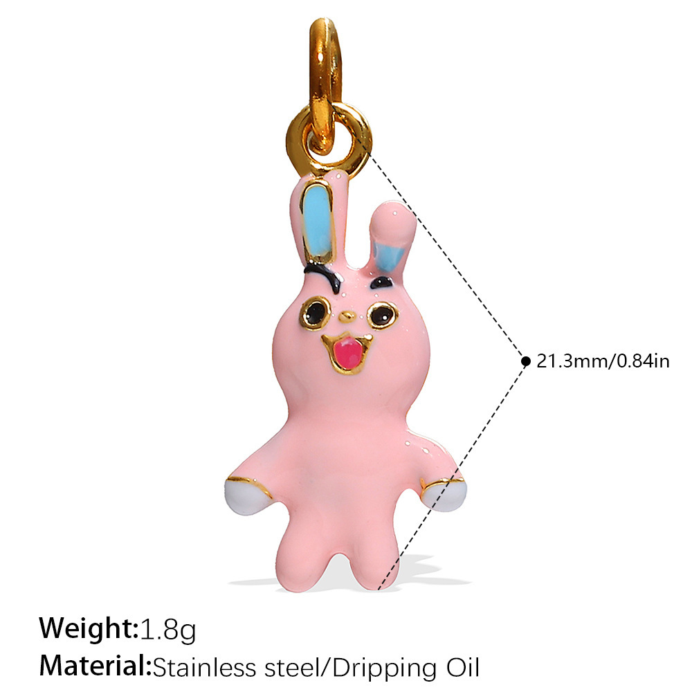 Pendentif Diy En Acier Inoxydable Étanche, Motif Animal Mignon (1 Pièce) 