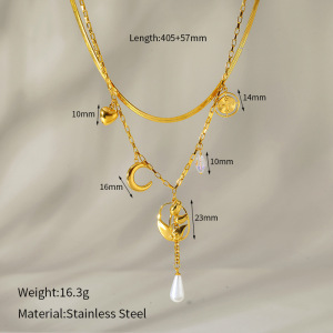 Collier Pendentif Femme En Acier Inoxydable Étanche, Motif Fleur, Cœur Et Soleil (1 Pièce) h5 Image2