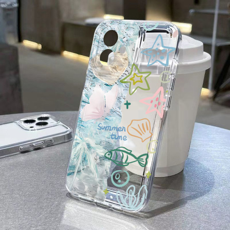Coque de téléphone translucide pour femme, motif océan frais, 1 pièce