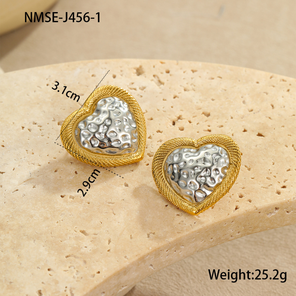 1 Paire De Boucles D'Oreilles Puces Pour Femme, En Acier Inoxydable, Motif Cœur Simple, Étanches, De La Collection Simple Series