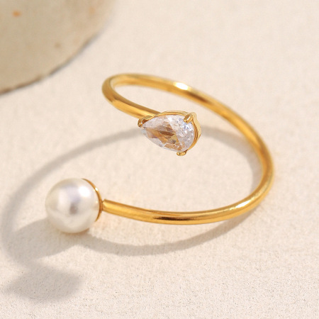 Bague minimaliste élégante et torsadée en acier inoxydable, étanche, couleur or (1 pièce)