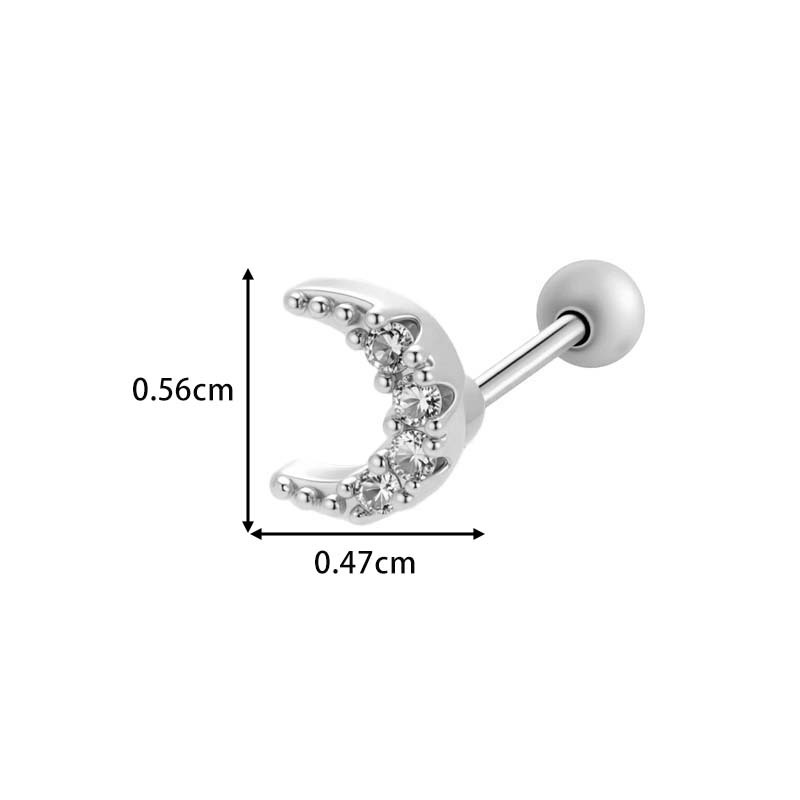 Boucles D'Oreilles Piercing Simples En Forme De Losange, Cuivre, Or Et Zircone, Pour Femme, 1 Pièce h5Image2