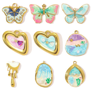 Pendentif Papillon Classique Pour Femme, En Acier Inoxydable Étanche, Couleur Or (1 Pièce) h5 Image5