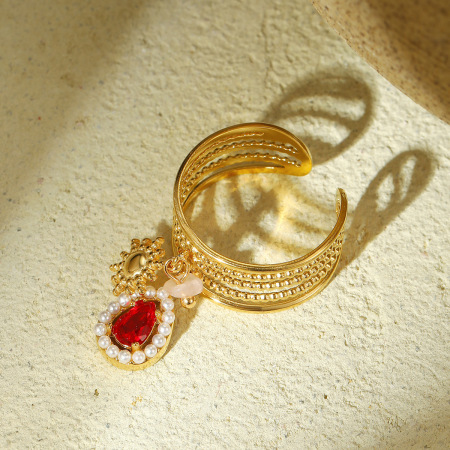 Bague statement en acier inoxydable étanche couleur or (1 pièce) 2