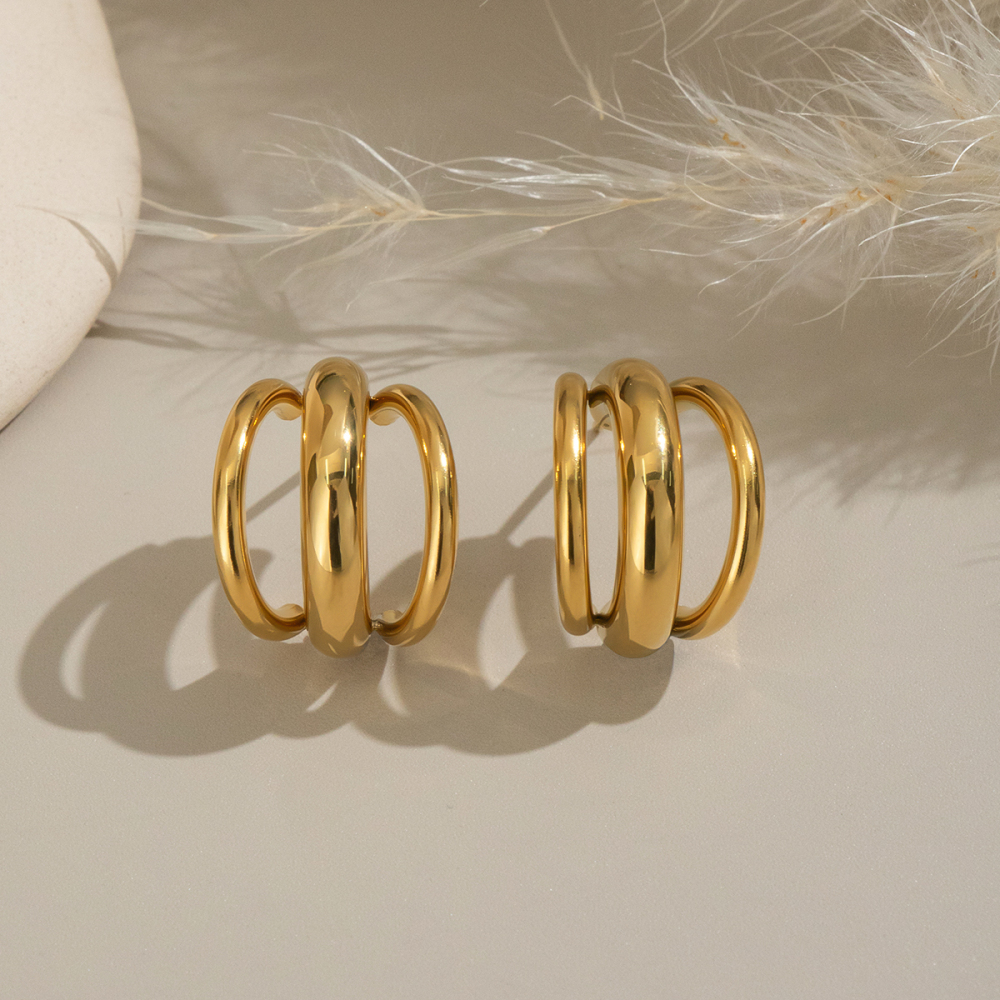 1 Paire De Boucles D'Oreilles Puces Simples Et Élégantes Pour Femme, En Acier Inoxydable Imperméable, De Forme Irrégulière. Image2