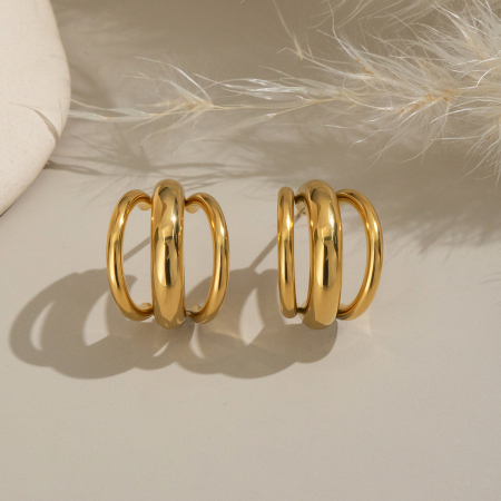 1 paire de boucles d'oreilles puces simples et élégantes pour femme, en acier inoxydable imperméable, de forme irrégulière. 2
