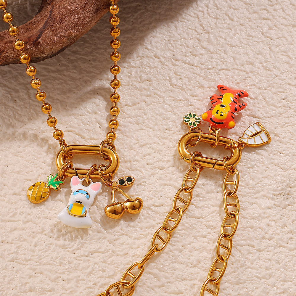 Collier Pendentif À Monter Soi-Même, En Acier Inoxydable Doré, Couleur Animal, 1 Pièce Image3