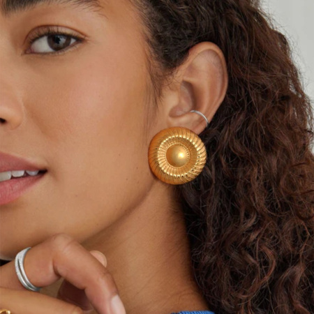 Boucles d'oreilles puces simples rondes en acier inoxydable étanche couleur or pour femme (1 paire)