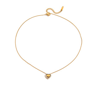 Collier Pendentif Femme En Forme De Cœur, En Acier Inoxydable Étanche, Couleur Or (1 Pièce) h5 Image7