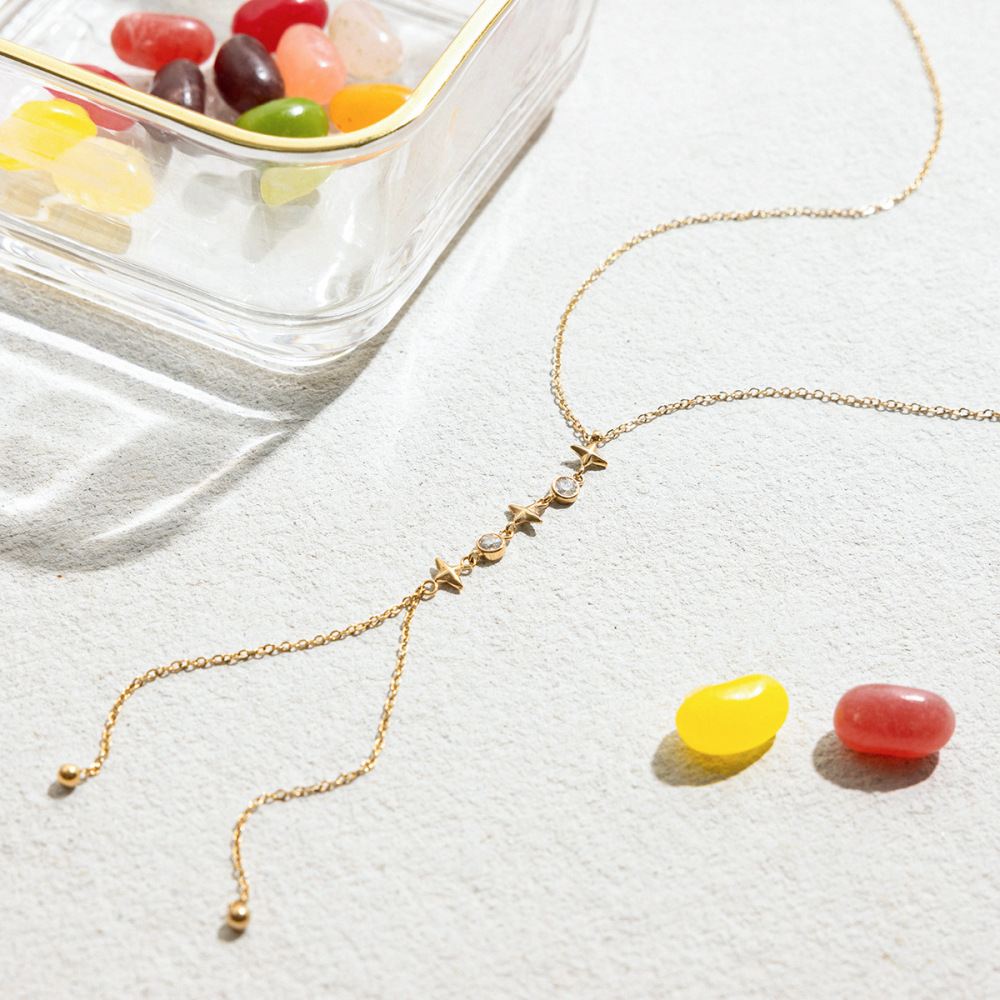 Collier Pendentif Femme Étanche En Acier Inoxydable À Longue Chaîne En Forme D'Étoile (1 Pièce) Image6