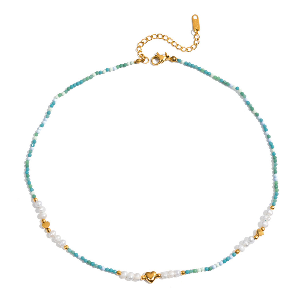 Collier De Perles Personnalisable Pour Femme, En Acier Inoxydable, Étanche, Couleur Or (1 Pièce) 