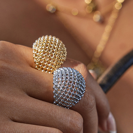 Bague tendance géométrique personnalisée en acier inoxydable étanche couleur or (1 pièce) 2