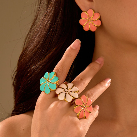 Ensemble de boucles d'oreilles imperméables en acier inoxydable Sweet Flower