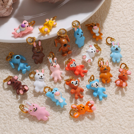 Pendentif DIY en acier inoxydable étanche, motif animal mignon (1 pièce)