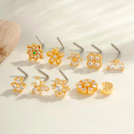 1 pièce de piercing de nez en zircon couleur cuivre doré