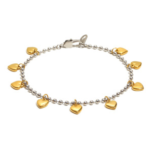 Bracelet À Breloques Pour Femme, En Acier Inoxydable, Couleur Or, Avec Motif Cœur (1 Pièce). h5