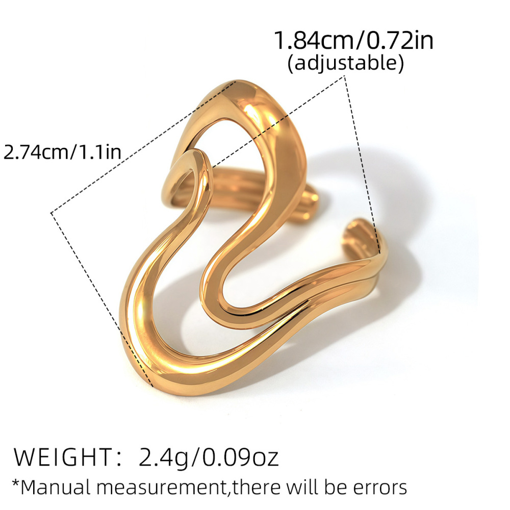 Bague Tendance En Acier Inoxydable Doré, Forme Simple Et Irrégulière (1 Pièce), Étanche.