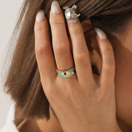 Bague simple et élégante pour tous les jours, en acier inoxydable de couleur or, étanche, multicolore. 2
