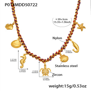 Collier Pendentif Tortue De Vacances Pour Femme, En Acier Inoxydable Étanche, Couleur Or (1 Pièce) h5