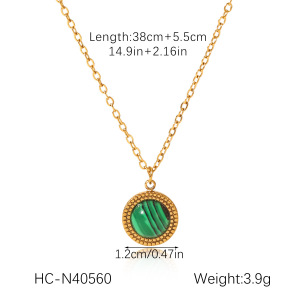 Collier Pour Femme Daily Circle En Acier Inoxydable Étanche Avec Pierre Naturelle (1 Pièce) h5 Image2