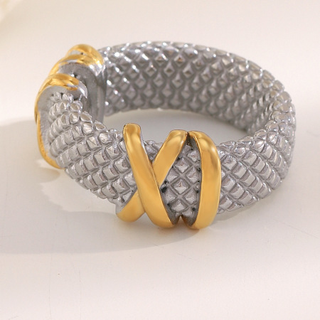 Bague tendance décontractée en acier inoxydable multicolore étanche (1 pièce) de la série Luxueuse