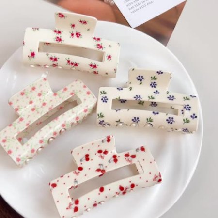 1 pince à cheveux en acrylique à motif floral romantique pour femme 2