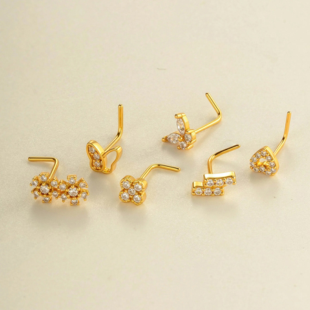 1 pièce de piercing de nez en zircon couleur cuivre doré
