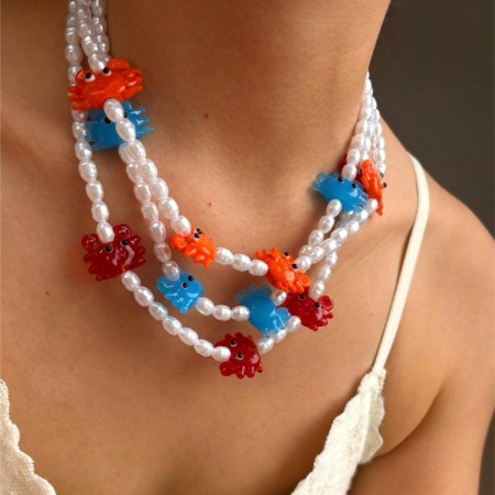 Collier De Perles De Crabe Émaillé 1 Pièce