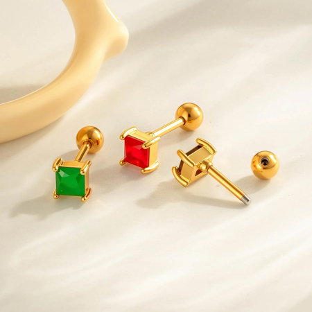 Boucle d'oreille piercing en zircon couleur cuivre or 1 pièce 2