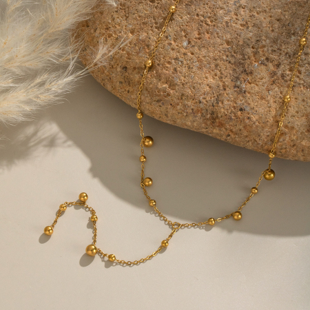 Collier chaîne femme Simple Series Daily Circle en acier inoxydable étanche couleur or (1 pièce)