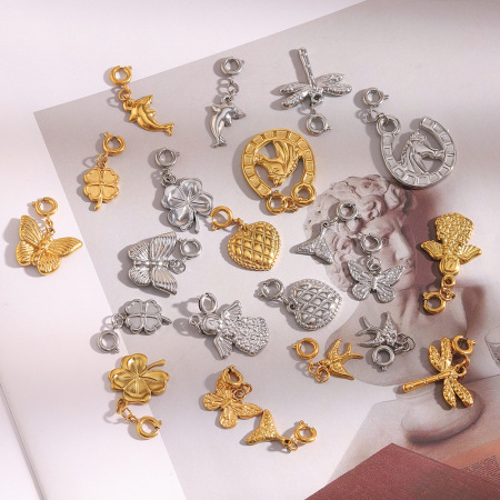 Pendentif papillon quotidien en acier inoxydable doré pour femme, 1 pièce 2