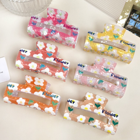 1 pince à cheveux en acrylique pour femme, motif fleur douce