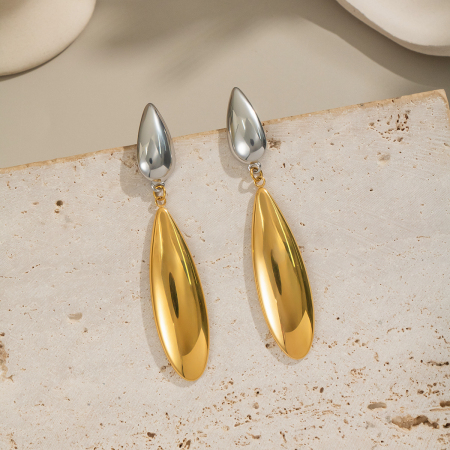 Boucles d'oreilles pendantes simples et décontractées en acier inoxydable étanche pour femme (1 paire)