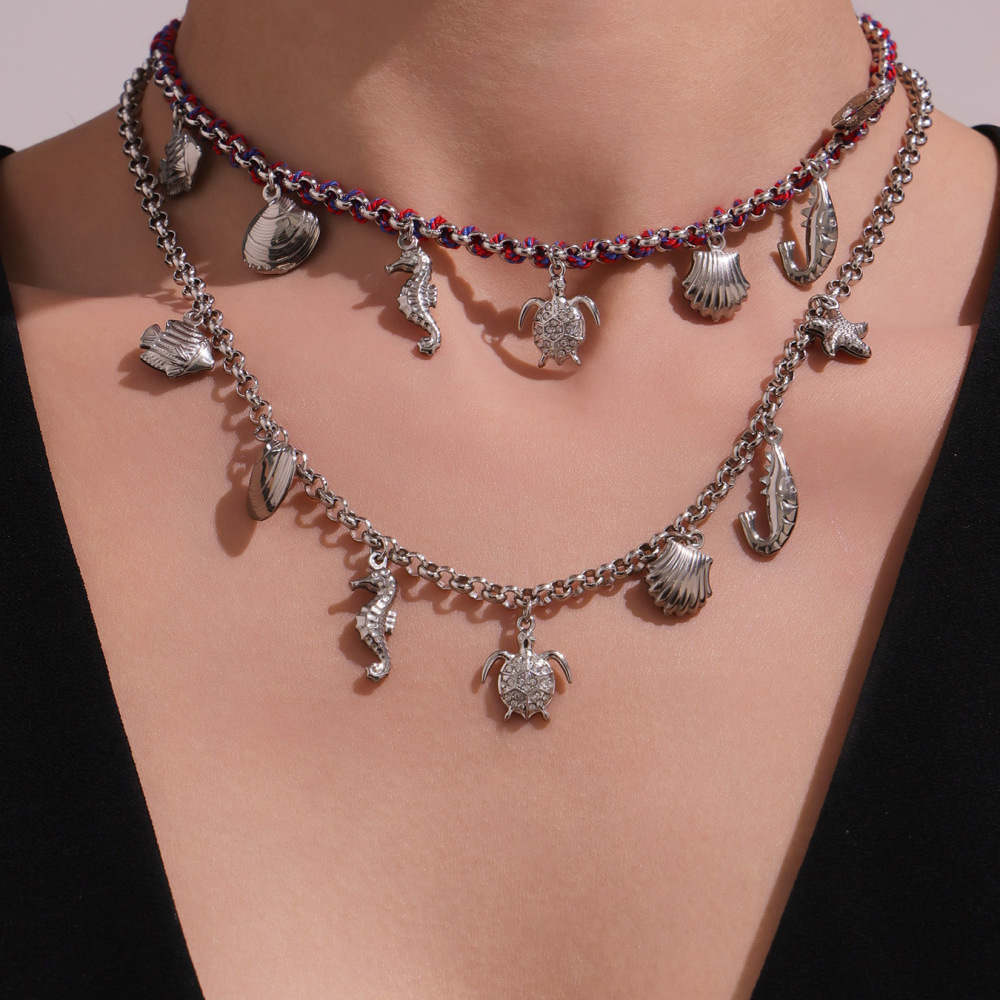 Collier Pendentif Tortue De Vacances Pour Femme, En Acier Inoxydable Étanche, Couleur Or (1 Pièce) Image4