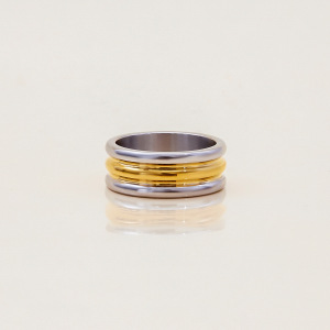 Bague Minimaliste Annulaire En Acier Inoxydable Étanche, Couleur Argent Et Or (1 Pièce) h5 Image5