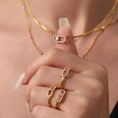 Ensemble de colliers pour femmes, 1 pièce, élégant, de forme irrégulière, en acier inoxydable, étanche, couleur or