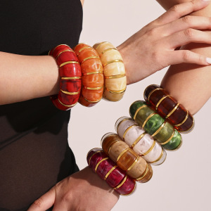 Bracelet Jonc Bohème En Résine Pour Femme, Série Classique, 1 Pièce h5 Image6